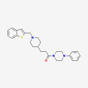 molecular formula C27H33N3OS B6052050 1-{3-[1-(1-benzothien-2-ylmethyl)-4-piperidinyl]propanoyl}-4-phenylpiperazine 