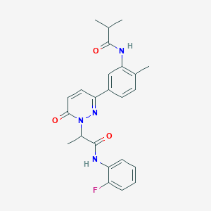 molecular formula C24H25FN4O3 B6052072 N-(2-fluorophenyl)-2-[3-[3-(isobutyrylamino)-4-methylphenyl]-6-oxo-1(6H)-pyridazinyl]propanamide 