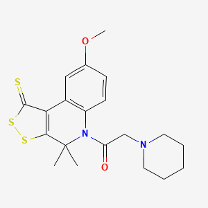 molecular formula C20H24N2O2S3 B6052088 8-methoxy-4,4-dimethyl-5-(1-piperidinylacetyl)-4,5-dihydro-1H-[1,2]dithiolo[3,4-c]quinoline-1-thione 