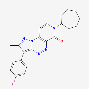 molecular formula C22H22FN5O B6052101 7-cycloheptyl-3-(4-fluorophenyl)-2-methylpyrazolo[5,1-c]pyrido[4,3-e][1,2,4]triazin-6(7H)-one 