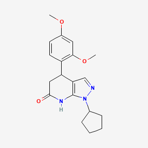 molecular formula C19H23N3O3 B6052113 1-cyclopentyl-4-(2,4-dimethoxyphenyl)-1,4,5,7-tetrahydro-6H-pyrazolo[3,4-b]pyridin-6-one 