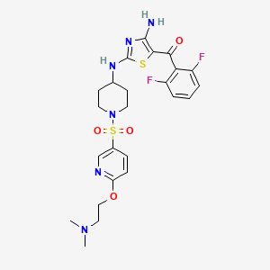molecular formula C24H28F2N6O4S2 B605221 [4-Amino-2-[[1-[6-[2-(dimethylamino)ethoxy]pyridin-3-yl]sulfonylpiperidin-4-yl]amino]-1,3-thiazol-5-yl]-(2,6-difluorophenyl)methanone CAS No. 750575-23-6