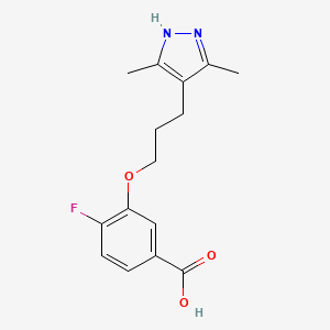 molecular formula C15H17FN2O3 B605222 3-[3-(3,5-二甲基-1H-吡唑-4-基)丙氧基]-4-氟苯甲酸 CAS No. 1446711-81-4