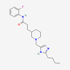 molecular formula C22H31FN4O B6052229 3-{1-[(2-butyl-1H-imidazol-4-yl)methyl]-3-piperidinyl}-N-(2-fluorophenyl)propanamide 