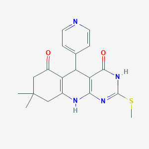 8,8-dimethyl-2-(methylthio)-5-(4-pyridinyl)-5,8,9,10-tetrahydropyrimido[4,5-b]quinoline-4,6(3H,7H)-dione