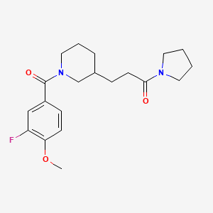 molecular formula C20H27FN2O3 B6052309 3-[1-(3-Fluoro-4-methoxybenzoyl)piperidin-3-yl]-1-pyrrolidin-1-ylpropan-1-one 