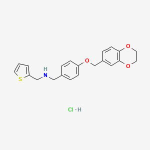 molecular formula C21H22ClNO3S B6052341 [4-(2,3-dihydro-1,4-benzodioxin-6-ylmethoxy)benzyl](2-thienylmethyl)amine hydrochloride 