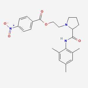 molecular formula C23H27N3O5 B6052351 2-{2-[(mesitylamino)carbonyl]-1-pyrrolidinyl}ethyl 4-nitrobenzoate 