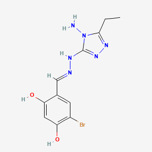 molecular formula C11H13BrN6O2 B6052352 5-bromo-2,4-dihydroxybenzaldehyde (4-amino-5-ethyl-4H-1,2,4-triazol-3-yl)hydrazone 