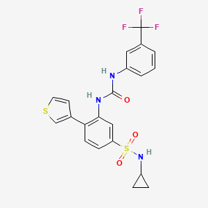 molecular formula C21H18F3N3O3S2 B605237 N-环丙基-4-(噻吩-3-基)-3-(3-(3-(三氟甲基)苯基)脲基)苯磺酰胺 CAS No. 1432660-47-3
