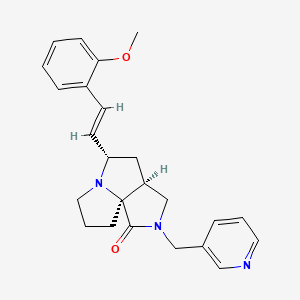 molecular formula C24H27N3O2 B6052396 (3aS*,5S*,9aS*)-5-[(E)-2-(2-methoxyphenyl)vinyl]-2-(3-pyridinylmethyl)hexahydro-7H-pyrrolo[3,4-g]pyrrolizin-1(2H)-one 