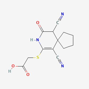 molecular formula C13H13N3O3S B6052423 [(6,10-dicyano-9-oxo-8-azaspiro[4.5]dec-6-en-7-yl)thio]acetic acid 