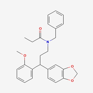 molecular formula C28H31NO3 B605244 N-[3-(1,3-benzodioxol-5-yl)-3-(2-methoxyphenyl)propyl]-N-benzylpropanamide CAS No. 330834-54-3
