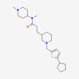 molecular formula C25H41N3OS B6052448 3-{1-[(5-cyclopentyl-2-thienyl)methyl]-3-piperidinyl}-N-methyl-N-(1-methyl-4-piperidinyl)propanamide 