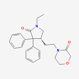 molecular formula C24H28N2O3 B605245 3-吗啉酮，4-(2-((3R)-1-乙基-5-氧代-4,4-二苯基-3-吡咯烷基)乙基)- CAS No. 1415394-63-6