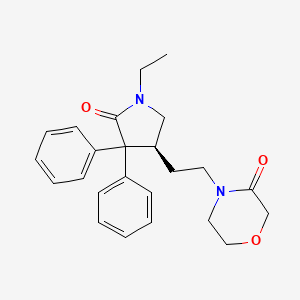 molecular formula C24H28N2O3 B605246 3-Morpholinone, 4-(2-((3S)-1-ethyl-5-oxo-4,4-diphenyl-3-pyrrolidinyl)ethyl)- CAS No. 1415394-64-7