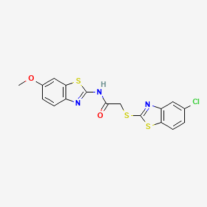 2-[(5-chloro-1,3-benzothiazol-2-yl)sulfanyl]-N-(6-methoxy-1,3-benzothiazol-2-yl)acetamide