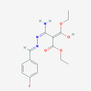 molecular formula C15H18FN3O4 B6052497 diethyl {amino[2-(4-fluorobenzylidene)hydrazino]methylene}malonate 