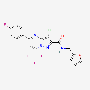 molecular formula C19H11ClF4N4O2 B6052511 3-chloro-5-(4-fluorophenyl)-N-(2-furylmethyl)-7-(trifluoromethyl)pyrazolo[1,5-a]pyrimidine-2-carboxamide 