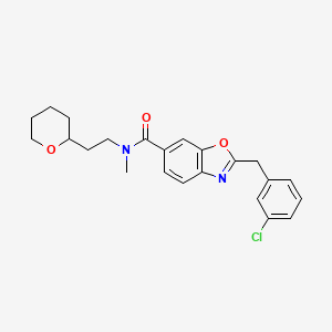 molecular formula C23H25ClN2O3 B6052537 2-(3-chlorobenzyl)-N-methyl-N-[2-(tetrahydro-2H-pyran-2-yl)ethyl]-1,3-benzoxazole-6-carboxamide 