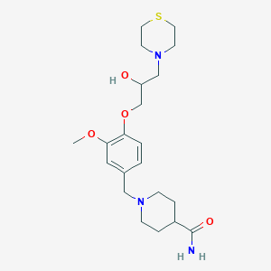molecular formula C21H33N3O4S B6052555 1-{4-[2-hydroxy-3-(4-thiomorpholinyl)propoxy]-3-methoxybenzyl}-4-piperidinecarboxamide 