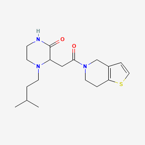 molecular formula C18H27N3O2S B6052565 3-[2-(6,7-dihydrothieno[3,2-c]pyridin-5(4H)-yl)-2-oxoethyl]-4-(3-methylbutyl)-2-piperazinone 