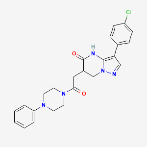 molecular formula C24H24ClN5O2 B6052569 3-(4-chlorophenyl)-6-[2-oxo-2-(4-phenylpiperazin-1-yl)ethyl]-6,7-dihydro-4H-pyrazolo[1,5-a]pyrimidin-5-one 