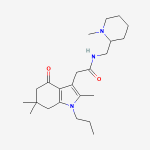 molecular formula C23H37N3O2 B6052584 N-[(1-methyl-2-piperidinyl)methyl]-2-(2,6,6-trimethyl-4-oxo-1-propyl-4,5,6,7-tetrahydro-1H-indol-3-yl)acetamide 