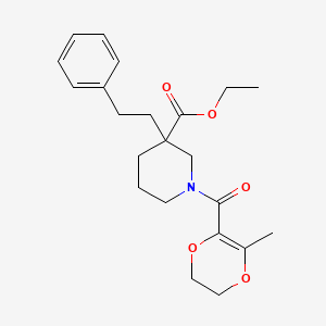 molecular formula C22H29NO5 B6052603 ethyl 1-[(3-methyl-5,6-dihydro-1,4-dioxin-2-yl)carbonyl]-3-(2-phenylethyl)-3-piperidinecarboxylate 