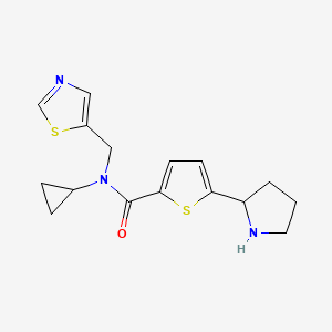 molecular formula C16H19N3OS2 B6052605 N-cyclopropyl-5-(2-pyrrolidinyl)-N-(1,3-thiazol-5-ylmethyl)-2-thiophenecarboxamide trifluoroacetate 