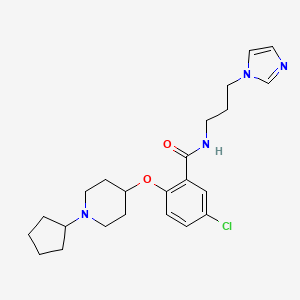 molecular formula C23H31ClN4O2 B6052611 5-chloro-2-[(1-cyclopentyl-4-piperidinyl)oxy]-N-[3-(1H-imidazol-1-yl)propyl]benzamide 