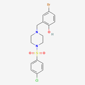 molecular formula C17H18BrClN2O3S B6052628 4-bromo-2-({4-[(4-chlorophenyl)sulfonyl]-1-piperazinyl}methyl)phenol 