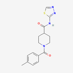 molecular formula C16H18N4O2S B6052647 1-(4-methylbenzoyl)-N-1,3,4-thiadiazol-2-yl-4-piperidinecarboxamide 