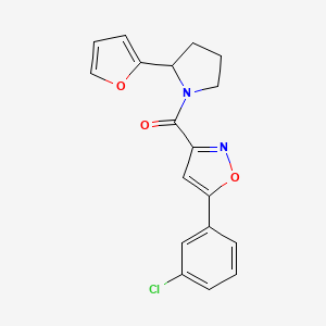 molecular formula C18H15ClN2O3 B6052658 5-(3-chlorophenyl)-3-{[2-(2-furyl)-1-pyrrolidinyl]carbonyl}isoxazole 
