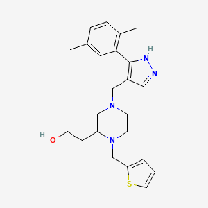 2-[4-{[3-(2,5-dimethylphenyl)-1H-pyrazol-4-yl]methyl}-1-(2-thienylmethyl)-2-piperazinyl]ethanol