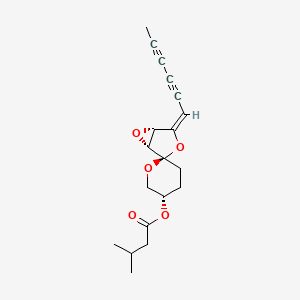 molecular formula C19H22O5 B605267 3-甲基丁酸，(1R,2R,4E,5S,5'S)-4-(2,4-己二炔-1-亚甲基)四氢螺(3,6-二氧杂双环(3.1.0)己烷-2,2'-(2H)吡喃)-5'-基酯 CAS No. 126455-04-7