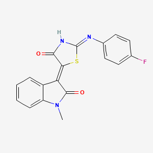 molecular formula C18H12FN3O2S B6052684 3-[2-[(4-fluorophenyl)amino]-4-oxo-1,3-thiazol-5(4H)-ylidene]-1-methyl-1,3-dihydro-2H-indol-2-one 
