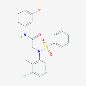molecular formula C21H18BrClN2O3S B6052687 N~1~-(3-bromophenyl)-N~2~-(3-chloro-2-methylphenyl)-N~2~-(phenylsulfonyl)glycinamide 