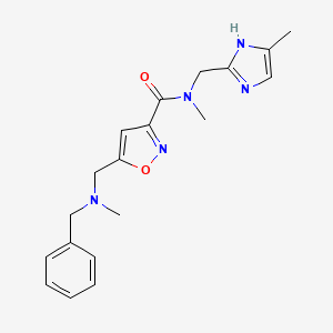 molecular formula C19H23N5O2 B6052693 5-{[benzyl(methyl)amino]methyl}-N-methyl-N-[(4-methyl-1H-imidazol-2-yl)methyl]-3-isoxazolecarboxamide 