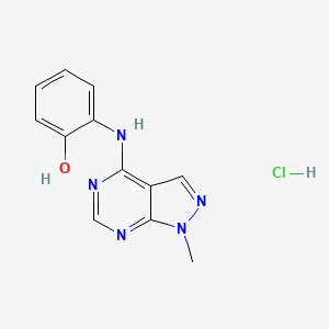 molecular formula C12H12ClN5O B6052716 2-[(1-methyl-1H-pyrazolo[3,4-d]pyrimidin-4-yl)amino]phenol hydrochloride 