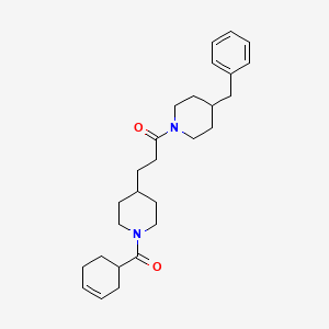 molecular formula C27H38N2O2 B6052751 4-benzyl-1-{3-[1-(3-cyclohexen-1-ylcarbonyl)-4-piperidinyl]propanoyl}piperidine 
