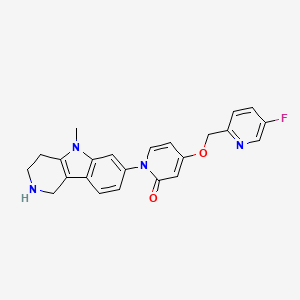 molecular formula C23H21FN4O2 B605276 2(1H)-Pyridinone, 4-[(5-fluoro-2-pyridinyl)methoxy]-1-(2,3,4,5-tetrahydro-5-methyl-1H-pyrido[4,3-b]indol-7-yl)- CAS No. 1173154-32-9