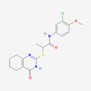 molecular formula C18H20ClN3O3S B6052777 N-(3-chloro-4-methoxyphenyl)-2-[(4-oxo-3,4,5,6,7,8-hexahydro-2-quinazolinyl)thio]propanamide 