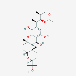 molecular formula C30H46O8 B605278 [(2R,3R,4S)-2-[(3R,4aR,6aR,12S,12aS,12bR)-8,11,12-三羟基-3-(2-羟基丙烷-2-基)-6a,12b-二甲基-1,2,3,4a,5,6,12,12a-八氢吡喃并[3,2-a]氧杂蒽-9-基]-4-甲基己烷-3-基]乙酸酯 CAS No. 41059-86-3