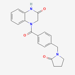 molecular formula C20H19N3O3 B6052783 4-{4-[(2-oxo-1-pyrrolidinyl)methyl]benzoyl}-3,4-dihydro-2(1H)-quinoxalinone 