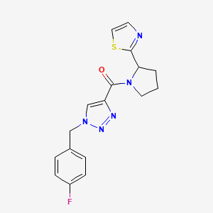 molecular formula C17H16FN5OS B6052790 1-(4-fluorobenzyl)-4-{[2-(1,3-thiazol-2-yl)-1-pyrrolidinyl]carbonyl}-1H-1,2,3-triazole 