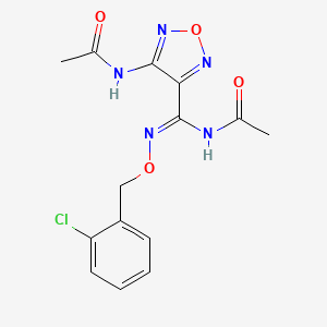 molecular formula C14H14ClN5O4 B6052799 N-[4-((acetylamino){[(2-chlorobenzyl)oxy]imino}methyl)-1,2,5-oxadiazol-3-yl]acetamide 