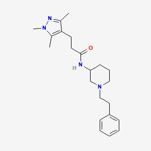 molecular formula C22H32N4O B6052800 N-[1-(2-phenylethyl)-3-piperidinyl]-3-(1,3,5-trimethyl-1H-pyrazol-4-yl)propanamide 