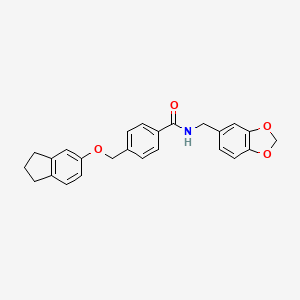 molecular formula C25H23NO4 B6052861 N-(1,3-benzodioxol-5-ylmethyl)-4-[(2,3-dihydro-1H-inden-5-yloxy)methyl]benzamide 