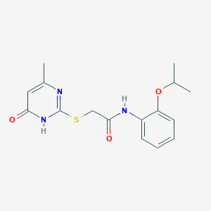 molecular formula C16H19N3O3S B6052863 2-[(4-hydroxy-6-methyl-2-pyrimidinyl)thio]-N-(2-isopropoxyphenyl)acetamide 